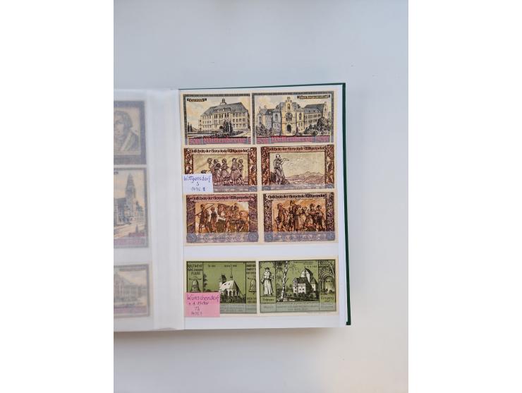 Notgeld-Serienscheine, saubere Sammlung in 16 meist dicken Steckalben, sauber nach Orten und Serien sortiert, überschlägig et