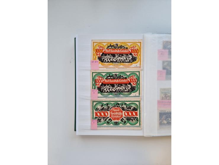 Notgeld-Serienscheine, saubere Sammlung in 16 meist dicken Steckalben, sauber nach Orten und Serien sortiert, überschlägig et