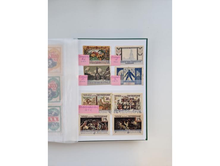Notgeld-Serienscheine, saubere Sammlung in 16 meist dicken Steckalben, sauber nach Orten und Serien sortiert, überschlägig et