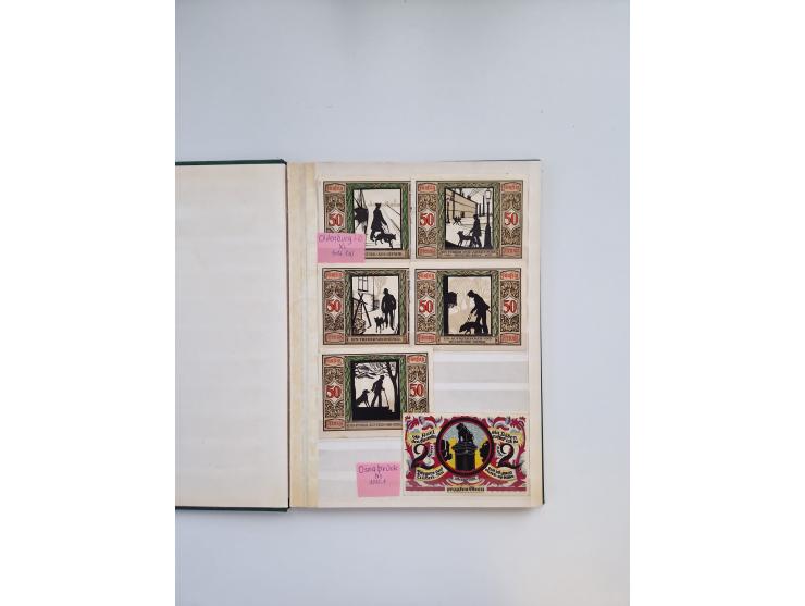 Notgeld-Serienscheine, saubere Sammlung in 16 meist dicken Steckalben, sauber nach Orten und Serien sortiert, überschlägig et