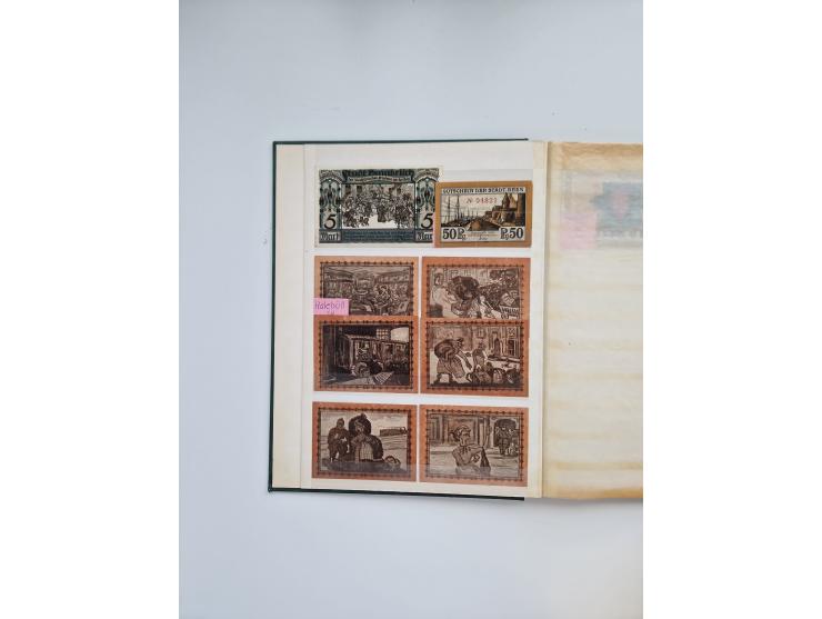 Notgeld-Serienscheine, saubere Sammlung in 16 meist dicken Steckalben, sauber nach Orten und Serien sortiert, überschlägig et