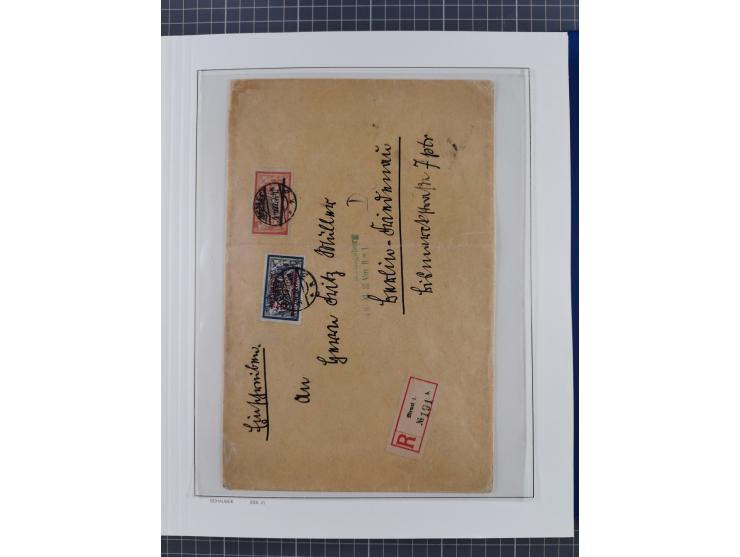 1920/23, interessante Partie mit über 60 Briefen und Karten, dabei R-Briefe, Flugpost, Bahnpost, etwas unterschiedliche, meis