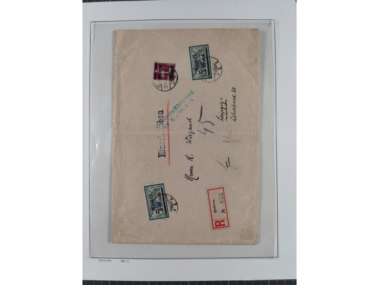 1920/23, interessante Partie mit über 60 Briefen und Karten, dabei R-Briefe, Flugpost, Bahnpost, etwas unterschiedliche, meis