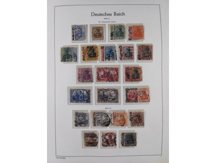 1872/1945, gestempelte Sammlung ab Brustschilde, mit vielen 5 M. Werten, Zeppelinen, Blocks und Dienstmarken, meist gute Erha