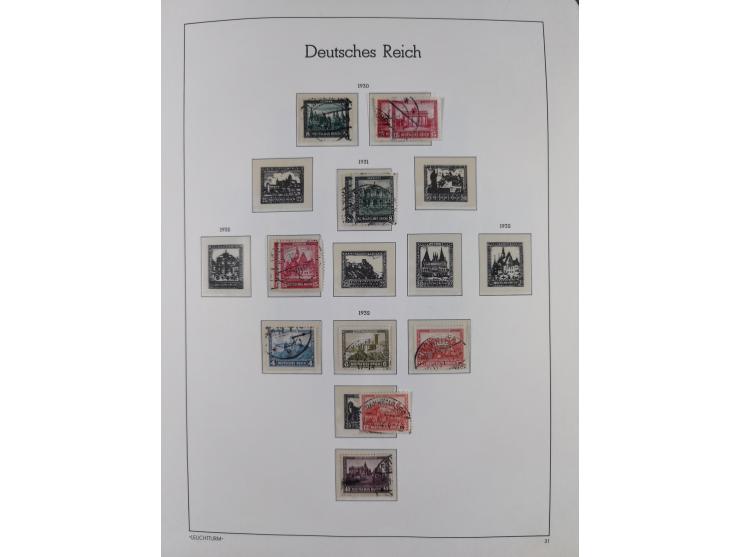 1872/1945, gestempelte Sammlung ab Brustschilde, mit vielen 5 M. Werten, Zeppelinen, Blocks und Dienstmarken, meist gute Erha