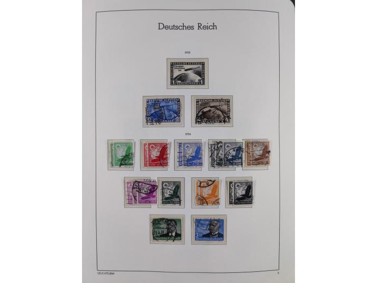 1872/1945, gestempelte Sammlung ab Brustschilde, mit vielen 5 M. Werten, Zeppelinen, Blocks und Dienstmarken, meist gute Erha
