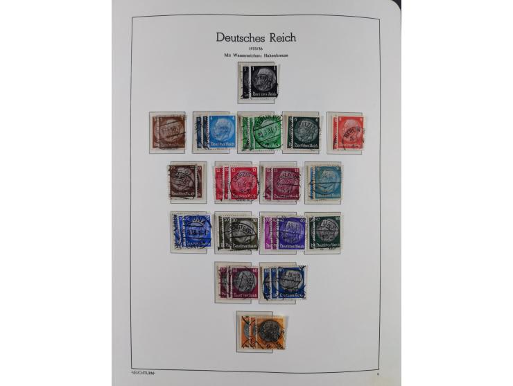 1872/1945, gestempelte Sammlung ab Brustschilde, mit vielen 5 M. Werten, Zeppelinen, Blocks und Dienstmarken, meist gute Erha