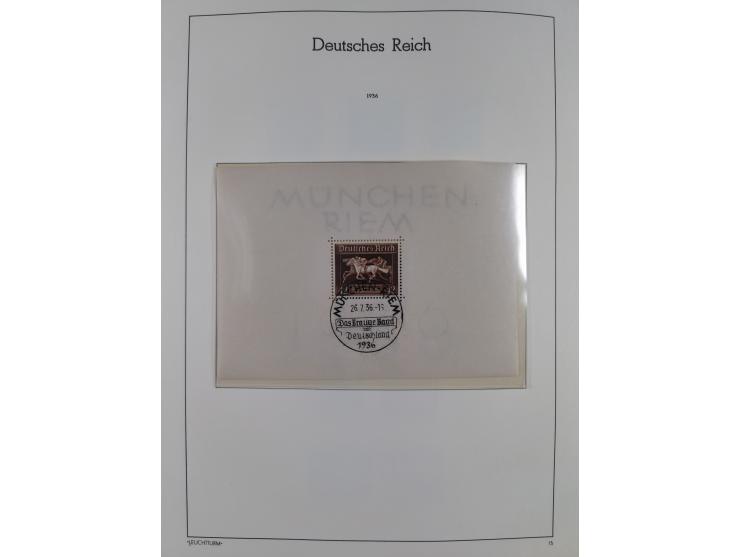 1872/1945, gestempelte Sammlung ab Brustschilde, mit vielen 5 M. Werten, Zeppelinen, Blocks und Dienstmarken, meist gute Erha