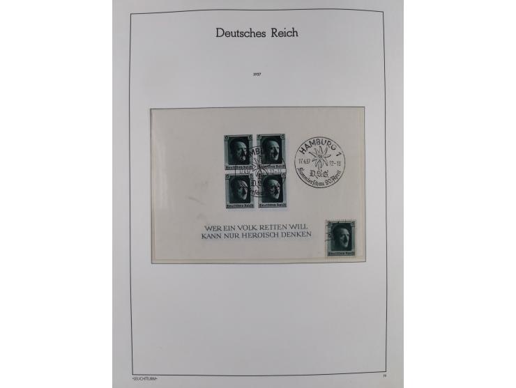 1872/1945, gestempelte Sammlung ab Brustschilde, mit vielen 5 M. Werten, Zeppelinen, Blocks und Dienstmarken, meist gute Erha