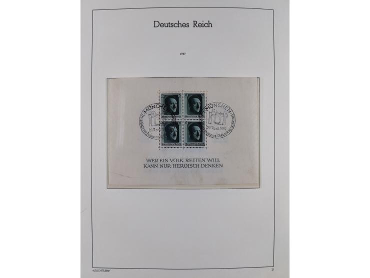 1872/1945, gestempelte Sammlung ab Brustschilde, mit vielen 5 M. Werten, Zeppelinen, Blocks und Dienstmarken, meist gute Erha