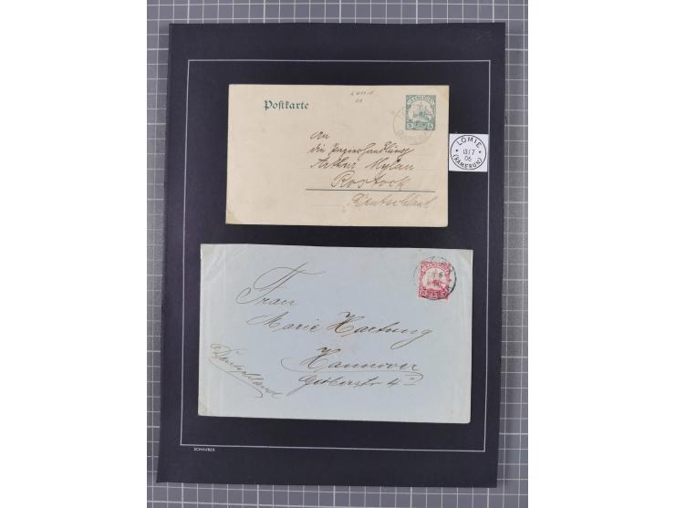 1898/1914 (ca.), Abong-Mbang bis Viktoria, interessante gestempelte Sammlung mit 31 Briefen und Karten mit besseren Stempeln 