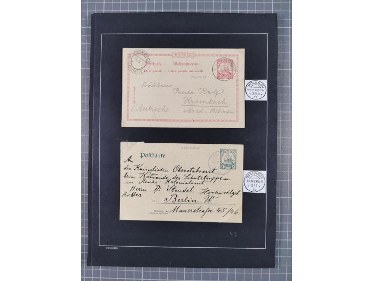 1898/1914 (ca.), Abong-Mbang bis Viktoria, interessante gestempelte Sammlung mit 31 Briefen und Karten mit besseren Stempeln 