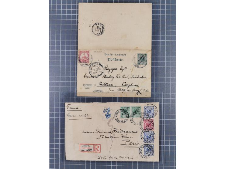 1895/1915, 25 Briefe und Karten, sowie ein Vorderseiter, inklusive Vorläufer, mit besseren Frankaturen und Verwendungen, dabe