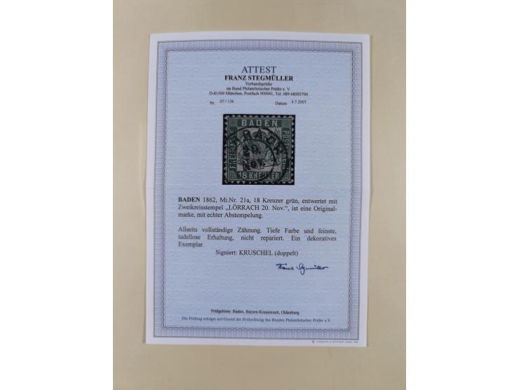 1851/68, gestempelte Sammlung inkl. Landpost-Portomarken und etlichen Farben. Dabei u.a. Mi.-Nr. 1a (tadellos, FA Stegmüller 