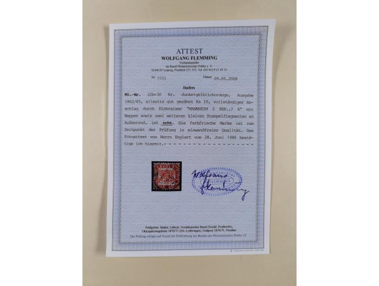 1851/68, gestempelte Sammlung inkl. Landpost-Portomarken und etlichen Farben. Dabei u.a. Mi.-Nr. 1a (tadellos, FA Stegmüller 