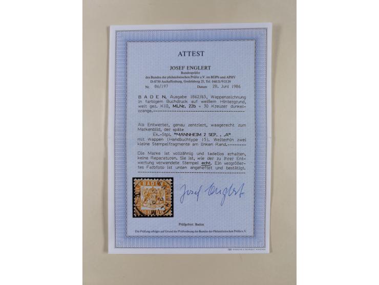 1851/68, gestempelte Sammlung inkl. Landpost-Portomarken und etlichen Farben. Dabei u.a. Mi.-Nr. 1a (tadellos, FA Stegmüller 