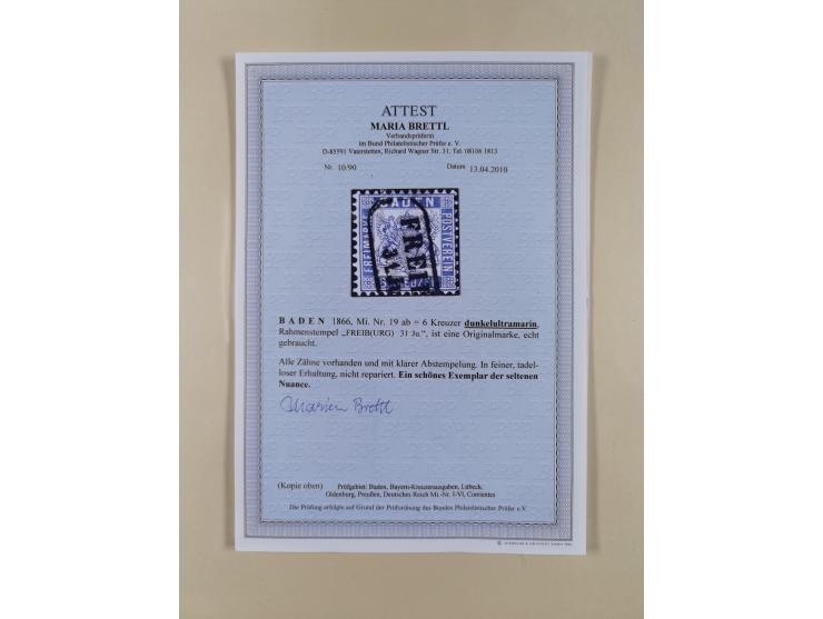 1851/68, gestempelte Sammlung inkl. Landpost-Portomarken und etlichen Farben. Dabei u.a. Mi.-Nr. 1a (tadellos, FA Stegmüller 