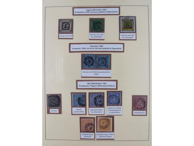 1851/68, gestempelte Sammlung inkl. Landpost-Portomarken und etlichen Farben. Dabei u.a. Mi.-Nr. 1a (tadellos, FA Stegmüller 