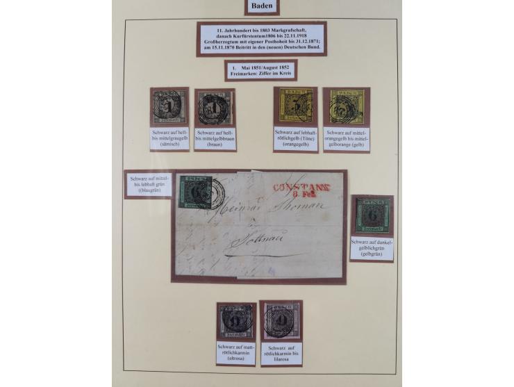 1851/68, gestempelte Sammlung inkl. Landpost-Portomarken und etlichen Farben. Dabei u.a. Mi.-Nr. 1a (tadellos, FA Stegmüller 