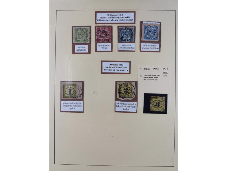 1851/68, gestempelte Sammlung inkl. Landpost-Portomarken und etlichen Farben. Dabei u.a. Mi.-Nr. 1a (tadellos, FA Stegmüller 