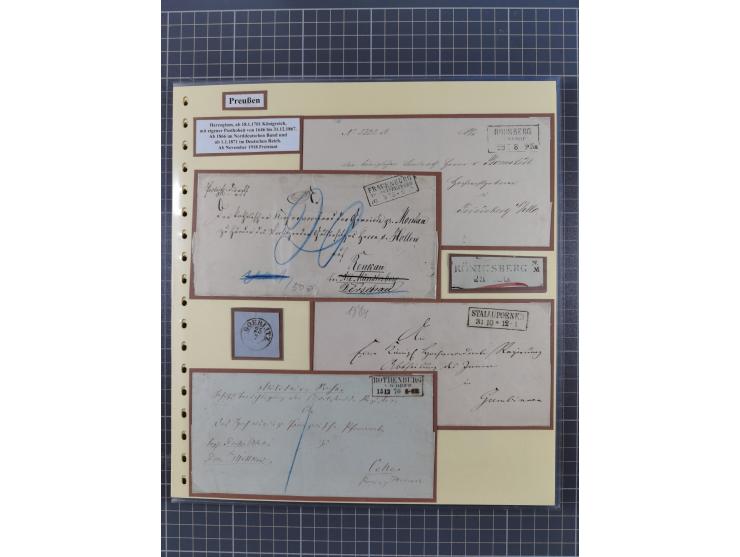 1850/67, gestempelte Sammlung inkl. 14 Briefen und Ganzsachen mit Farben, Paaren, schönen Briefstücken und weiteren Besonderh