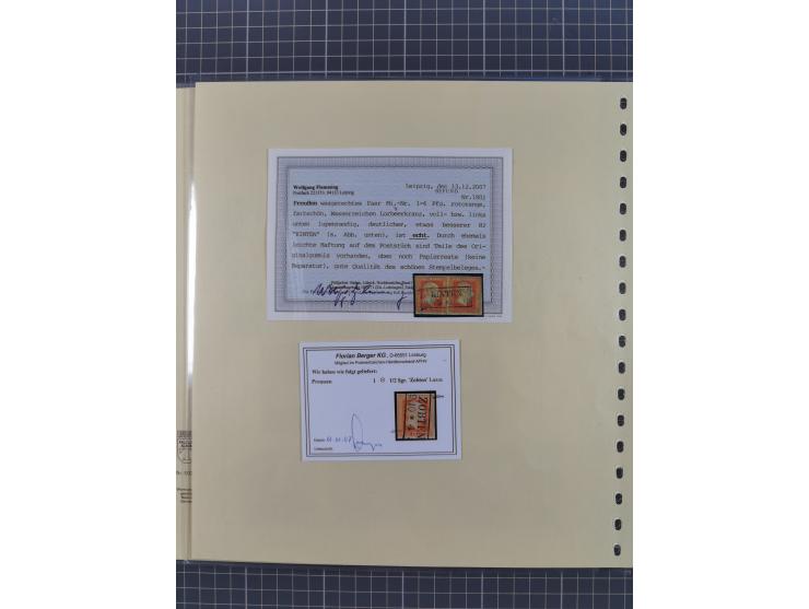 1850/67, gestempelte Sammlung inkl. 14 Briefen und Ganzsachen mit Farben, Paaren, schönen Briefstücken und weiteren Besonderh