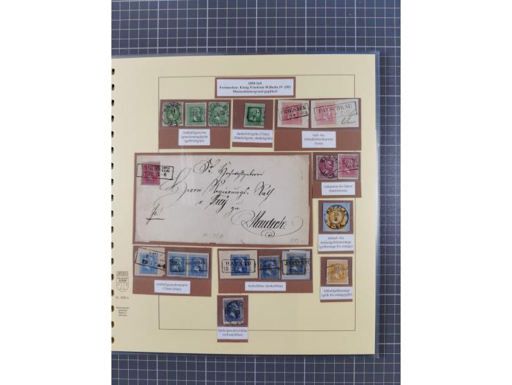 1850/67, gestempelte Sammlung inkl. 14 Briefen und Ganzsachen mit Farben, Paaren, schönen Briefstücken und weiteren Besonderh