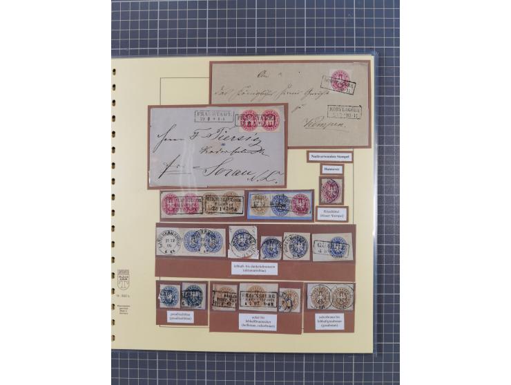 1850/67, gestempelte Sammlung inkl. 14 Briefen und Ganzsachen mit Farben, Paaren, schönen Briefstücken und weiteren Besonderh