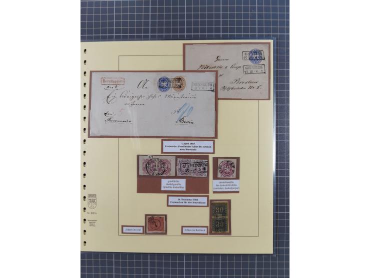 1850/67, gestempelte Sammlung inkl. 14 Briefen und Ganzsachen mit Farben, Paaren, schönen Briefstücken und weiteren Besonderh