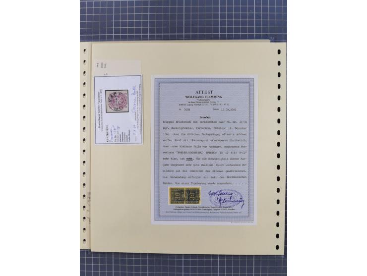 1850/67, gestempelte Sammlung inkl. 14 Briefen und Ganzsachen mit Farben, Paaren, schönen Briefstücken und weiteren Besonderh
