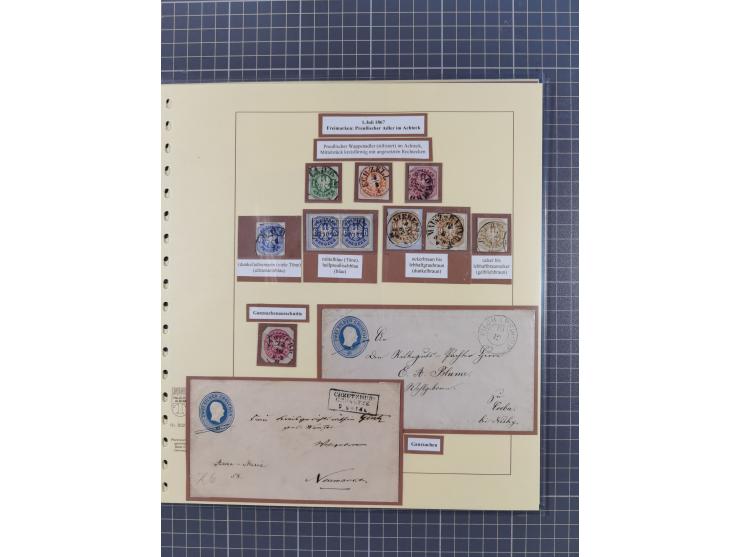1850/67, gestempelte Sammlung inkl. 14 Briefen und Ganzsachen mit Farben, Paaren, schönen Briefstücken und weiteren Besonderh