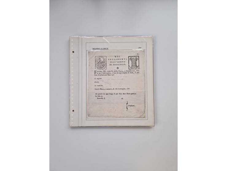 ITALIEN: 1631/1866, Sammlung mit 90 Briefen und Dokumenten mit Gesundheitsbescheinigungen und -ausweisen zu verschiedenen Epi