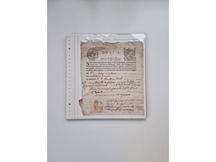 ITALIEN: 1631/1866, Sammlung mit 90 Briefen und Dokumenten mit Gesundheitsbescheinigungen und -ausweisen zu verschiedenen Epi