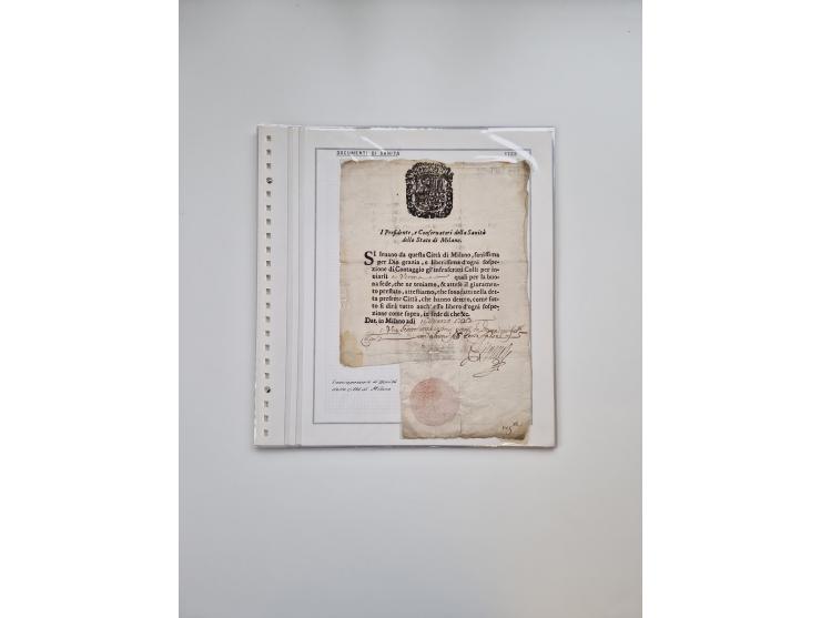 ITALIEN: 1631/1866, Sammlung mit 90 Briefen und Dokumenten mit Gesundheitsbescheinigungen und -ausweisen zu verschiedenen Epi