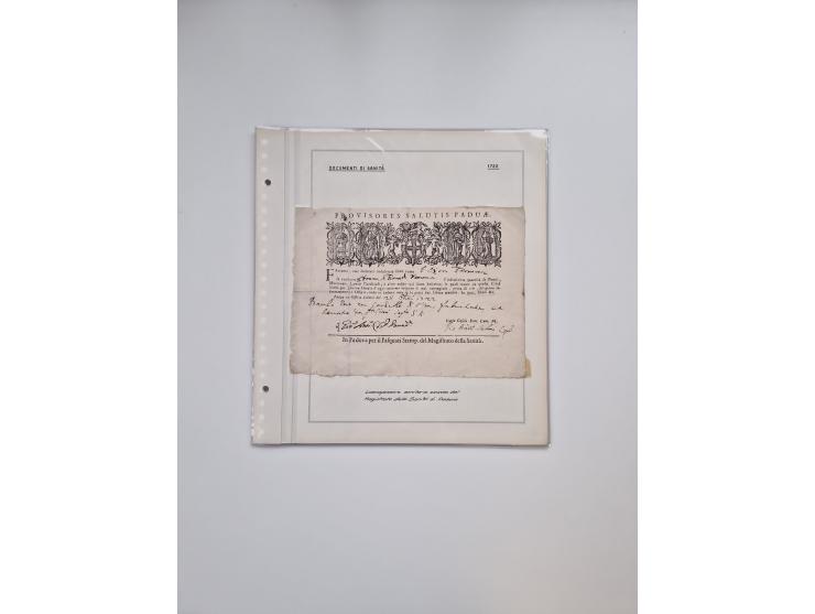 ITALIEN: 1631/1866, Sammlung mit 90 Briefen und Dokumenten mit Gesundheitsbescheinigungen und -ausweisen zu verschiedenen Epi