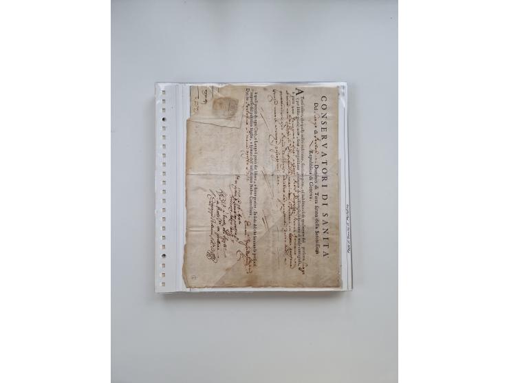 ITALIEN: 1631/1866, Sammlung mit 90 Briefen und Dokumenten mit Gesundheitsbescheinigungen und -ausweisen zu verschiedenen Epi