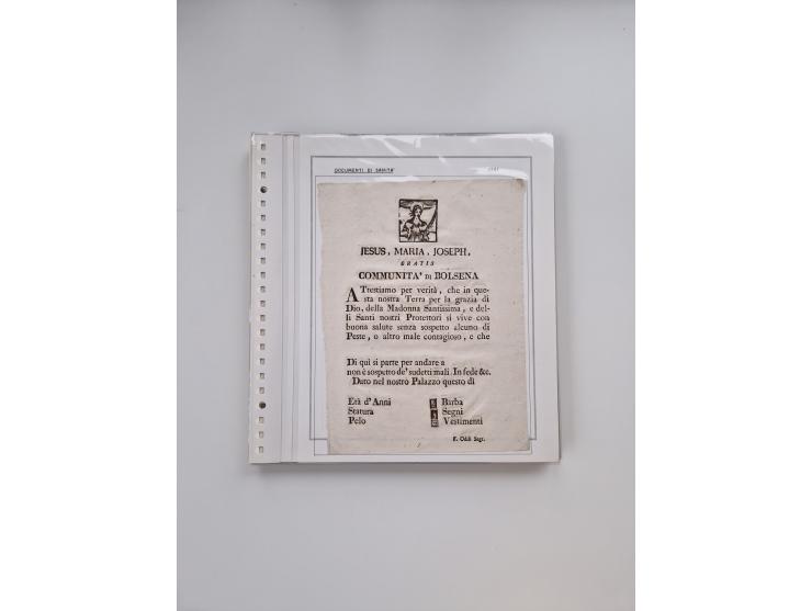 ITALIEN: 1631/1866, Sammlung mit 90 Briefen und Dokumenten mit Gesundheitsbescheinigungen und -ausweisen zu verschiedenen Epi