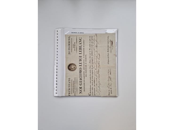 ITALIEN: 1631/1866, Sammlung mit 90 Briefen und Dokumenten mit Gesundheitsbescheinigungen und -ausweisen zu verschiedenen Epi