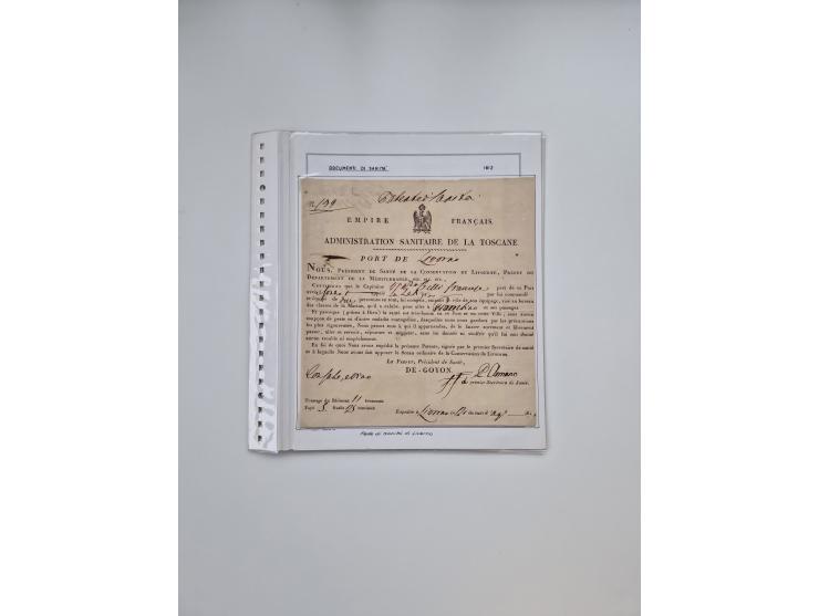 ITALIEN: 1631/1866, Sammlung mit 90 Briefen und Dokumenten mit Gesundheitsbescheinigungen und -ausweisen zu verschiedenen Epi
