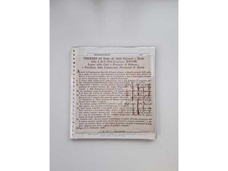 ITALIEN: 1631/1866, Sammlung mit 90 Briefen und Dokumenten mit Gesundheitsbescheinigungen und -ausweisen zu verschiedenen Epi