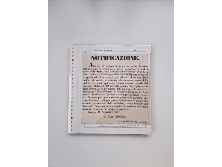 ITALIEN: 1631/1866, Sammlung mit 90 Briefen und Dokumenten mit Gesundheitsbescheinigungen und -ausweisen zu verschiedenen Epi