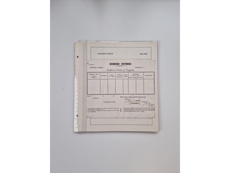 ITALIEN: 1631/1866, Sammlung mit 90 Briefen und Dokumenten mit Gesundheitsbescheinigungen und -ausweisen zu verschiedenen Epi