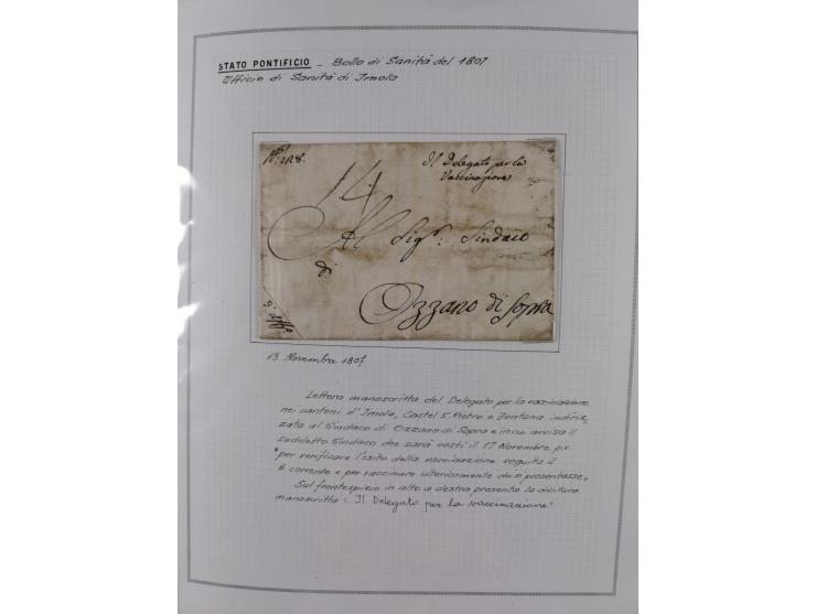 ITALIEN: 1807/1866, Sammlung mit 42 Briefen und Dokumenten, angefangen mit zwei Briefen aus 1807 mit “Il Delegato per la Vacc