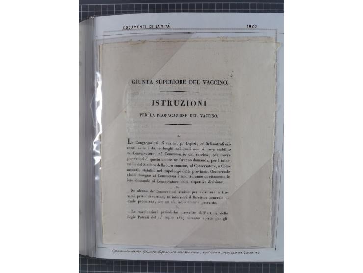 ITALIEN: 1807/1866, Sammlung mit 42 Briefen und Dokumenten, angefangen mit zwei Briefen aus 1807 mit “Il Delegato per la Vacc