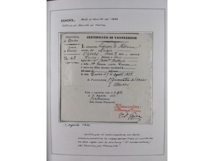 ITALIEN: 1807/1866, Sammlung mit 42 Briefen und Dokumenten, angefangen mit zwei Briefen aus 1807 mit “Il Delegato per la Vacc