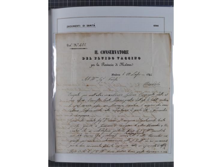ITALIEN: 1807/1866, Sammlung mit 42 Briefen und Dokumenten, angefangen mit zwei Briefen aus 1807 mit “Il Delegato per la Vacc