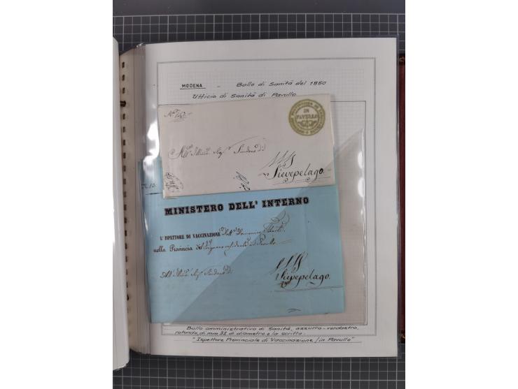 ITALIEN: 1807/1866, Sammlung mit 42 Briefen und Dokumenten, angefangen mit zwei Briefen aus 1807 mit “Il Delegato per la Vacc
