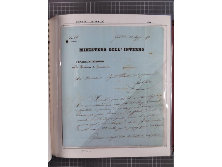ITALIEN: 1807/1866, Sammlung mit 42 Briefen und Dokumenten, angefangen mit zwei Briefen aus 1807 mit “Il Delegato per la Vacc