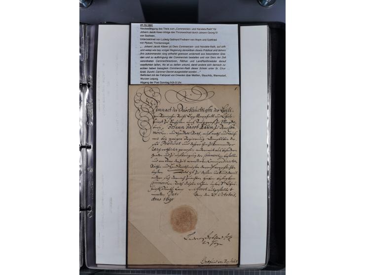 1691/1712, ‘Die Sächsischen Oberpostmeister Johann Jakob Käs der Ältere und der Jüngere’, einzigartige, mehrfach mit ‘Gold’ p