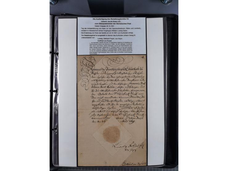 1691/1712, ‘Die Sächsischen Oberpostmeister Johann Jakob Käs der Ältere und der Jüngere’, einzigartige, mehrfach mit ‘Gold’ p